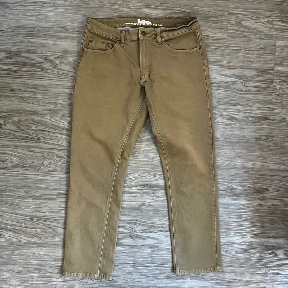 Bulletprufe Denim Slim Fit Chinos Khaki Tan Mens 32x30 Durable Work Skate Pants